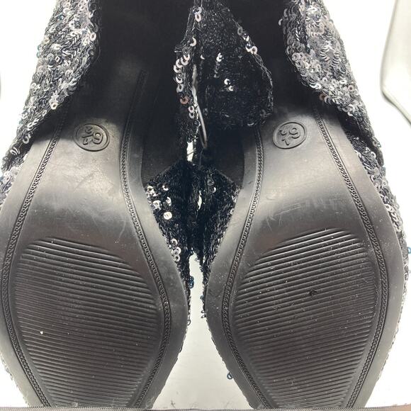 A New Day Abba Black Sequin Covered Foldover Knee High Evening Boots -- Size 6.5 - Picture 6 of 7